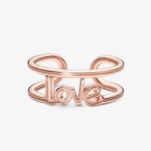 Pandora Rose Gold Love Script Ring